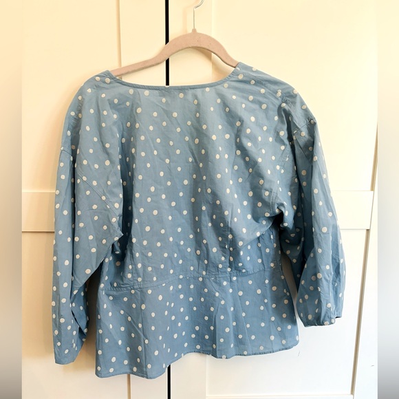Madewell Florentine peplum top in ink spot dots blue blouse top size 6 - Picture 5 of 8